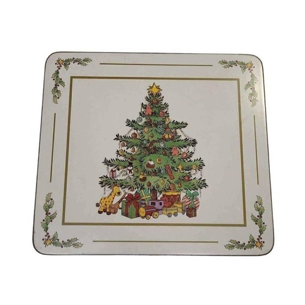 Pimpernel "White Christmas" Holiday Tree Casserole Stand Acrylic Top Cork Back
